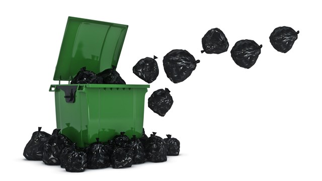 Garbage containers with tree. 3D rendering